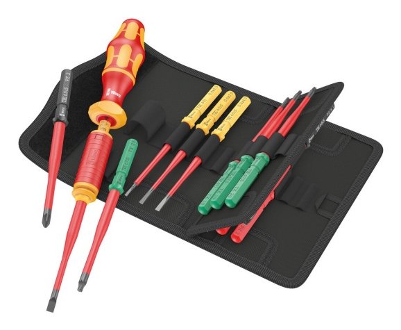Wera Kraftform Kompakt Vde 15 Torque Extra Slim 1 Buscador De Herramientas, 15 Piezas, Destornillador Rojo/Amarillo, Incluido Mango Dinamométrico, Hojas Intercambiables Vde 5006605001