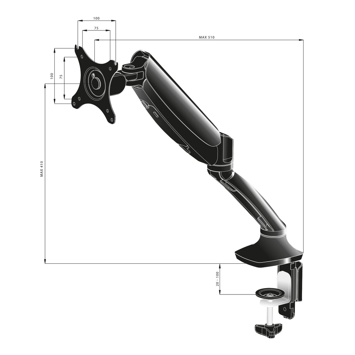 EAN 4948570032105 - iiyama DS3001C-B1 soporte para monitor 68,6 cm (27") Escritorio Negro imagen 7