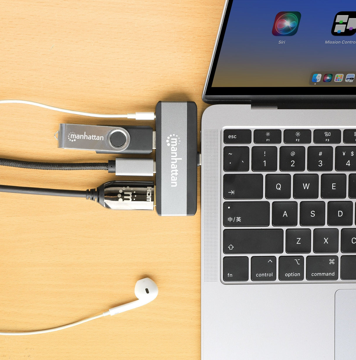 Manhattan 190404 Base Para Portátil Y Replicador De Puertos Alámbrico Usb 3.2 Gen 2 (3.1 Gen 2) Type-C Gris