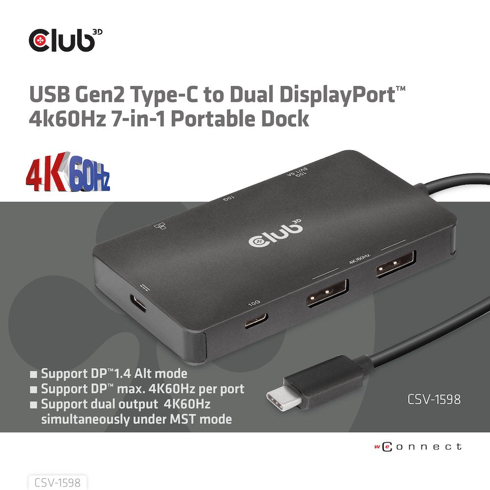 EAN 8719214472528 - CLUB3D CSV-1598 base para portátil y replicador de puertos USB 3.2 Gen 2 (3.1 Gen 2) Type-C Negro imagen 7