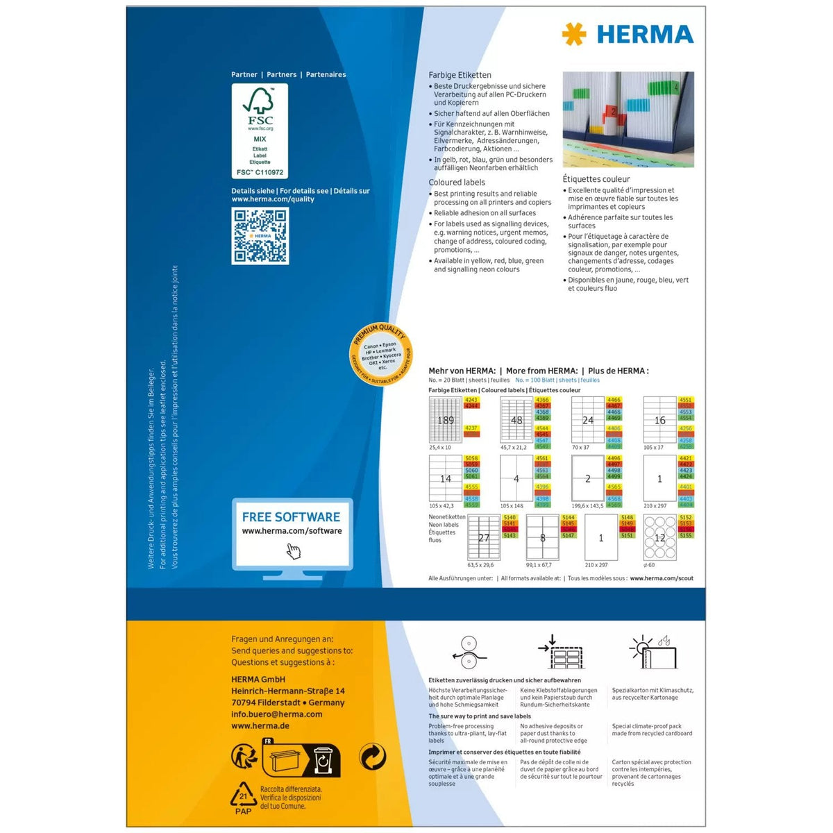 Etiquetas Herma A4 Rojo 70x37 Mm Papel Mate 2400 Uds.