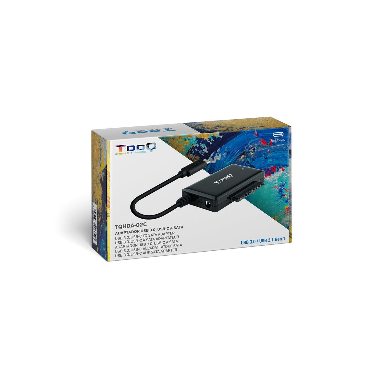 Tooq Adaptador Usb 3.0 Usb-C A Sata Para Discos Duros De 2.5? Y 3.5? Con Alimentador - Negro