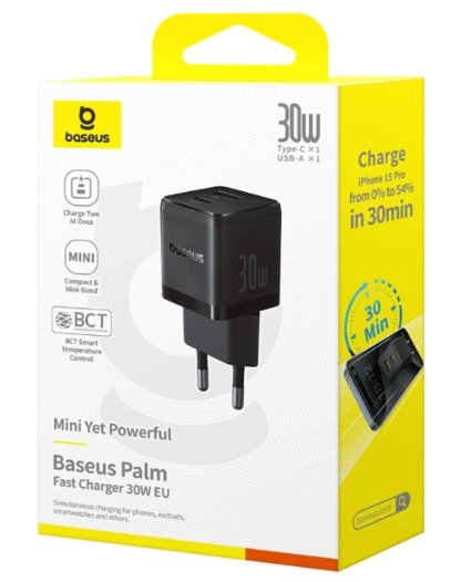 Palm Fast Charger C+U 30w Eu Cluster Black