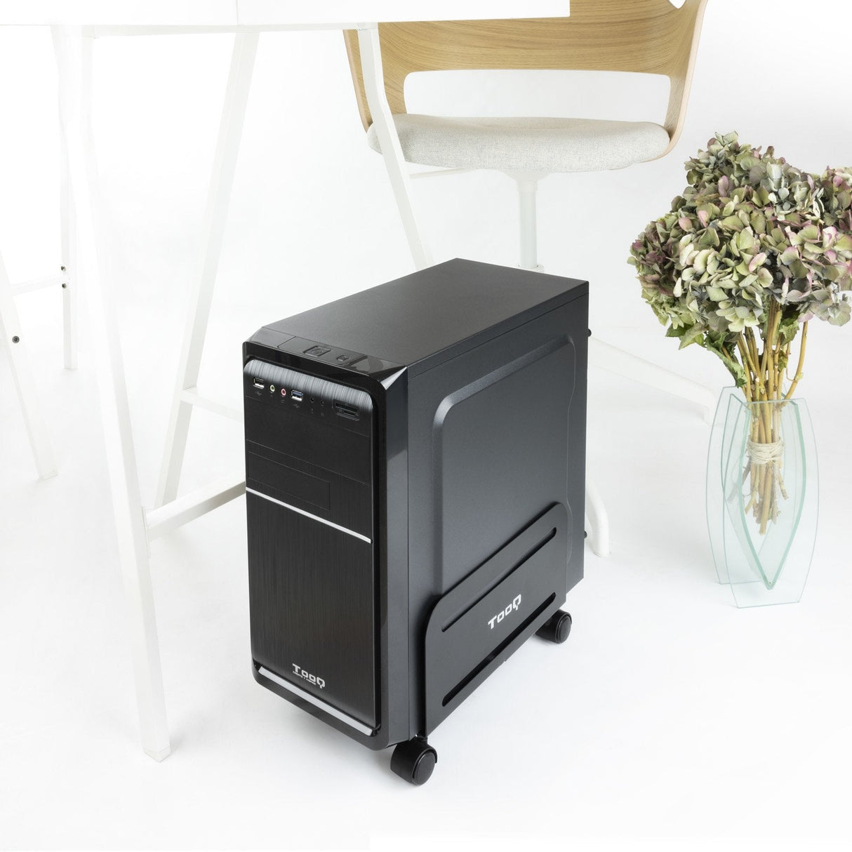 Tooq Soporte De Suelo Con Ruedas Para Cpu De 119-209mm De Ancho - Peso Max 10kg - Negro