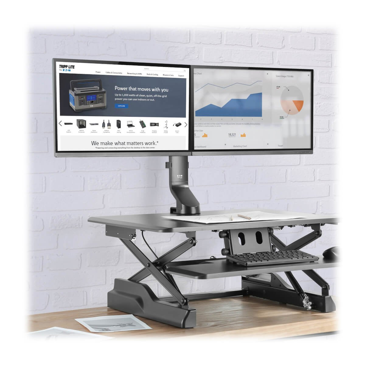 Eaton Tripplite Series Dual-Display Monitor Arm With Desk Cl