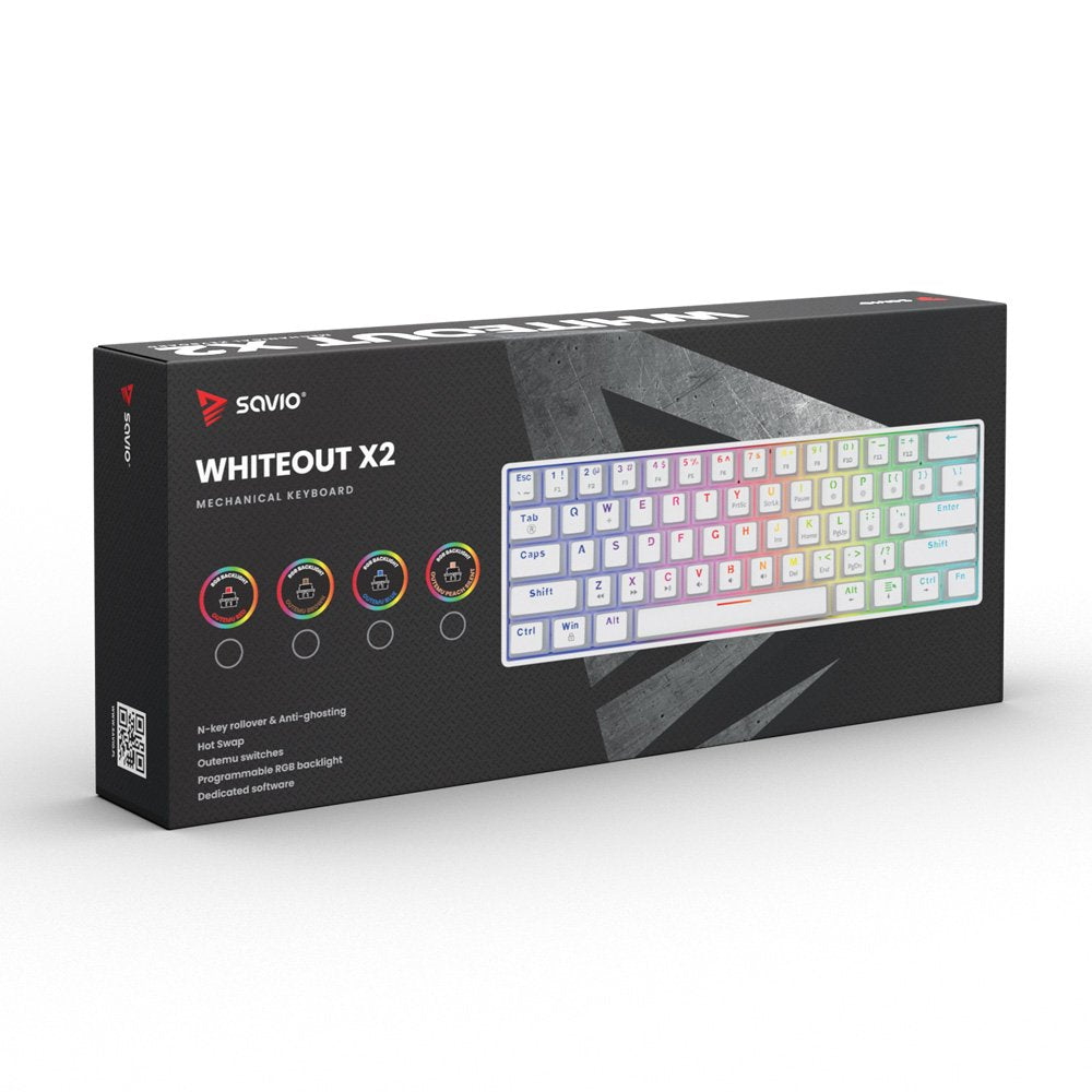 EAN 5901986049357 - Savio WHITEOUT X2 PEACH teclado Juego USB QWERTY Inglés internacional Blanco imagen 14
