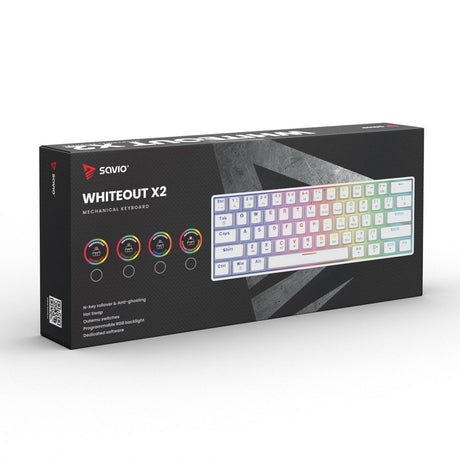 EAN 5901986049357 - Savio WHITEOUT X2 PEACH teclado Juego USB QWERTY Inglés internacional Blanco imagen 14