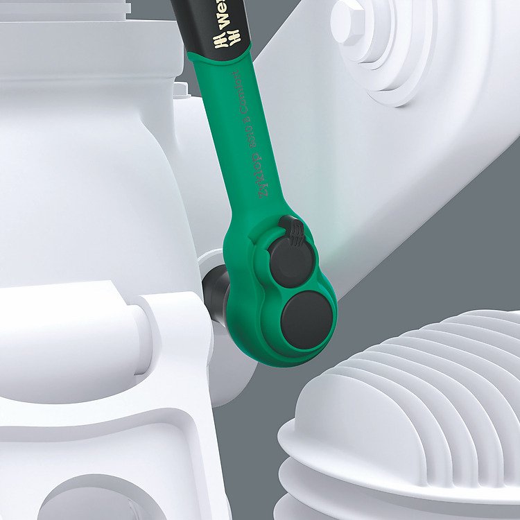Wera 05005540001, 8010 B Zyklop Comfort, Carraca Negro/Verde