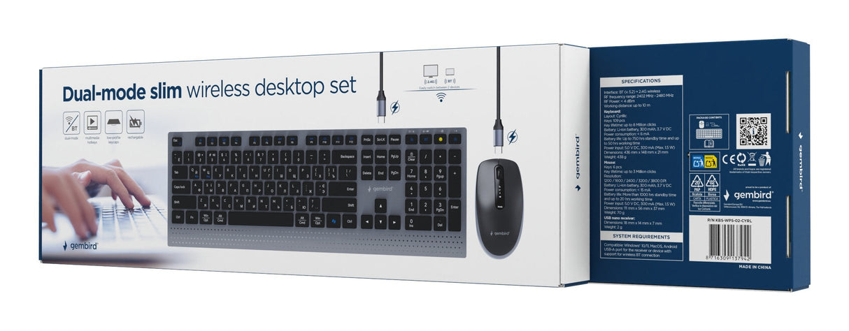 Keyboard +Mouse Wrl Cyrillic/Bk Kbs-Wps-02-Cyrl Gembird