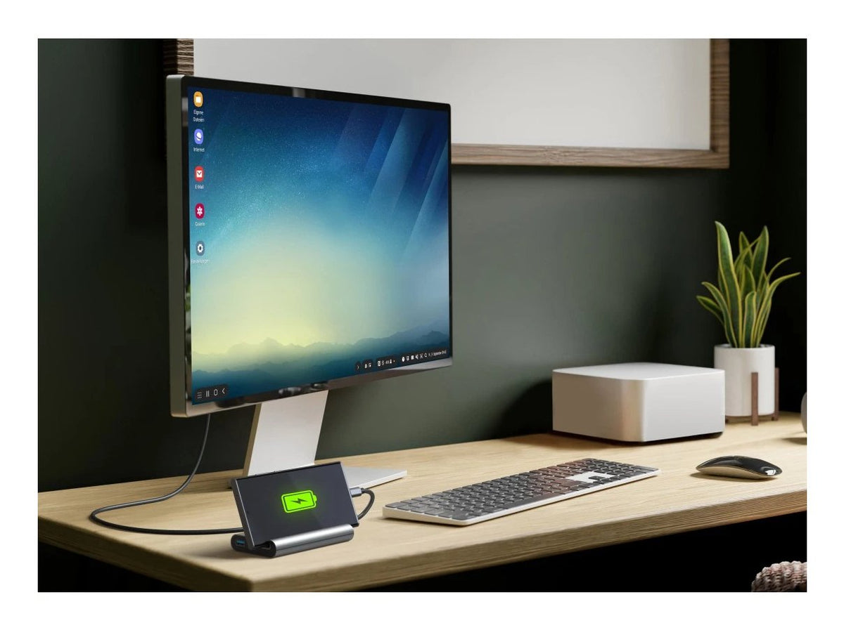 Hama Essential Hub Usb 3.2 - Potencia Maxima 100w - Cable Usb-C Integrado De 15cm - Lan Ethernet 1gbps - Hdmi 4k - 3x