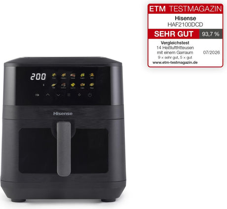 EAN 3838783026316 - Hisense HAF2100DCD Sencillo 7,7 L 2100 W Freidora de aire caliente Negro imagen 1