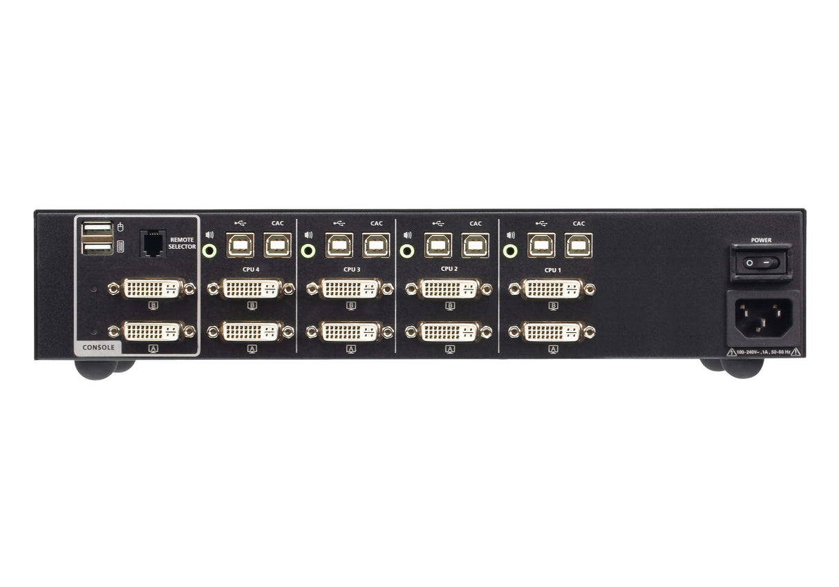 Aten Cs1144d4c Switch Seguro Kvm De 4 Puertos Con Pantalla Dual Usb 4k Dvi (Compatible Con Psd Pp V4.0)