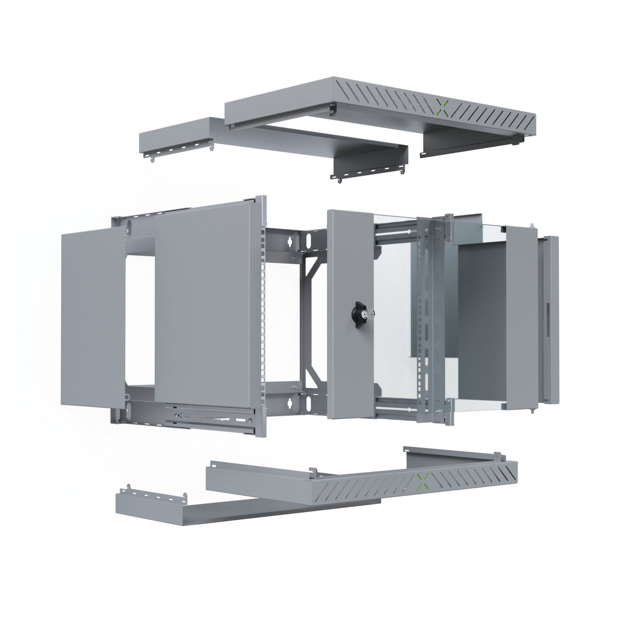 19" Wandgehäuse X-Rack Mit Glastür 400-600mm 9he Grau