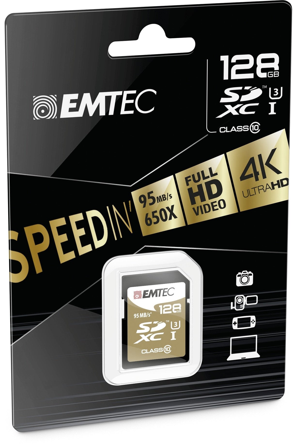 Emtec Sd Card 128gb Sdxc (Class10) Speedin + Kartenblister