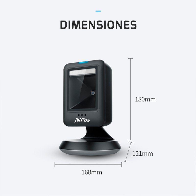 Avpos Avp-630-2d Lector De Codigos De Sobremesa - Escaneo Automatico- Lectura De Codigos 1d, 2d Y Qr - Usb - Negro
