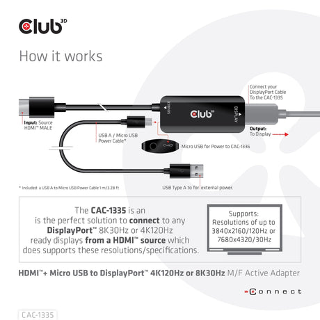 EAN 8719214472498 - CLUB3D CAC-1335 adaptador de cable de vídeo 1 m HDMI + USB DisplayPort imagen 17
