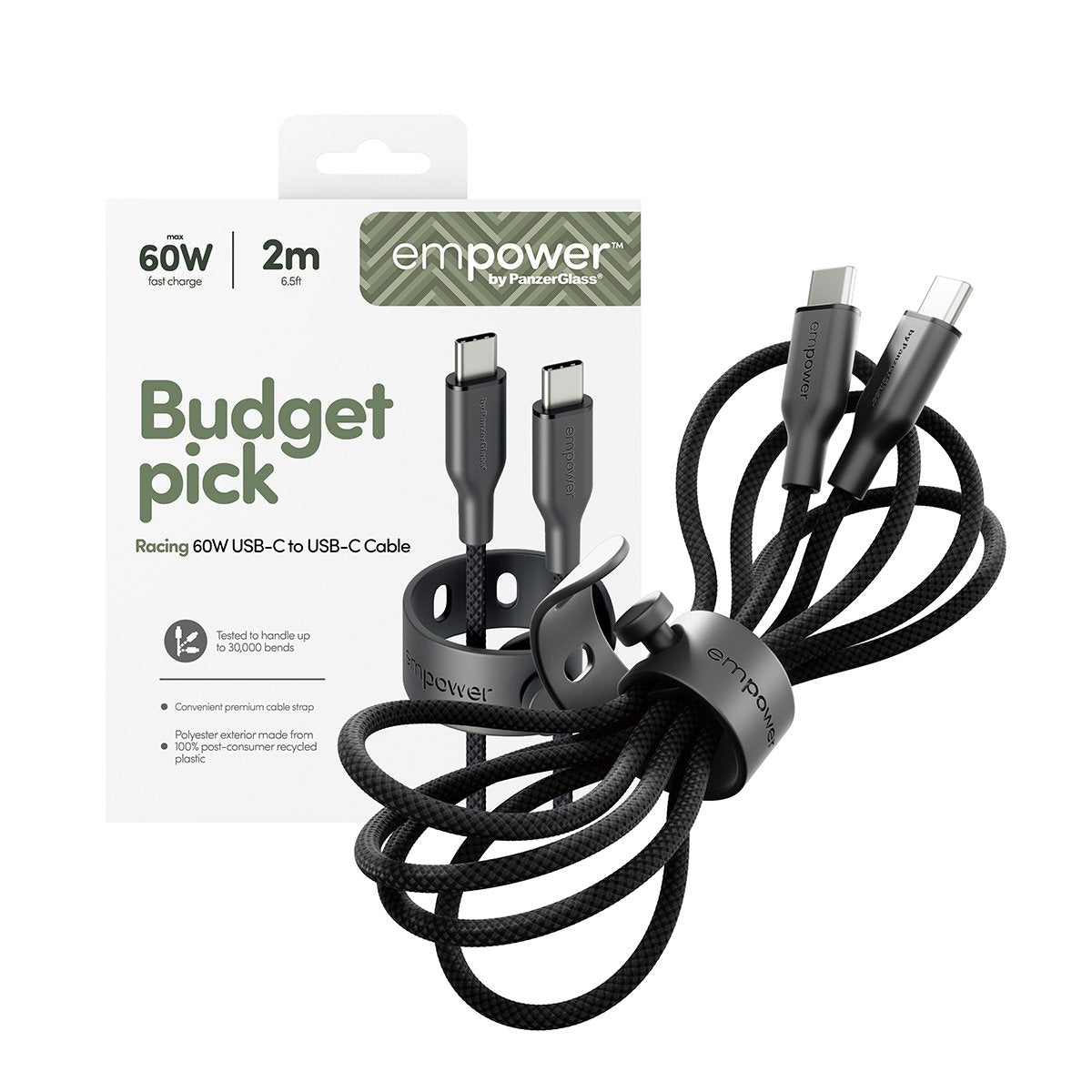 EAN 5715685027635 - PanzerGlass empower by ® Racing 60W USB-C to USB-C Cable | USB 2.0 | 2M | Space Black cable USB Negro imagen 5