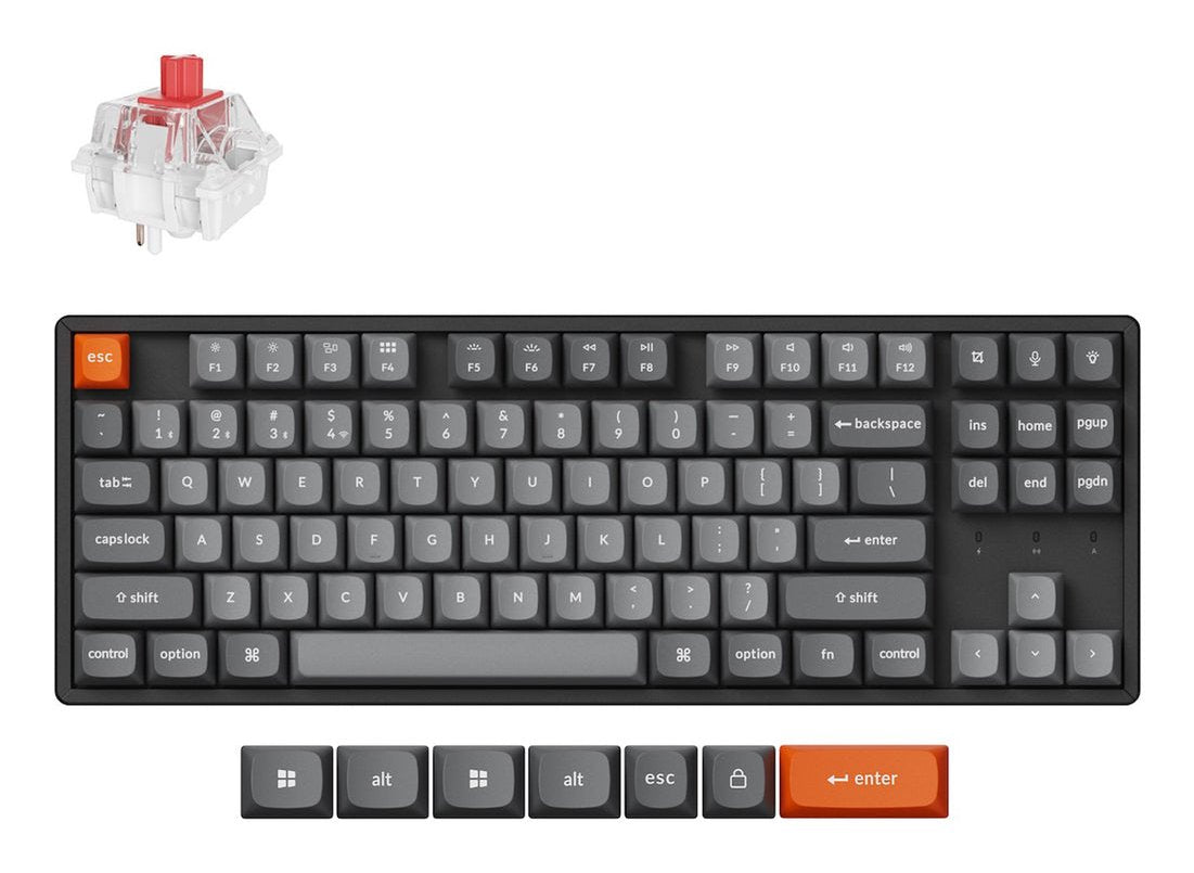 Keychron K8 Max, Teclado De Juegos Negro/Gris, De-Layout, Keychron Super Red, Marco De Aluminio, Rgb K8m-J1-De