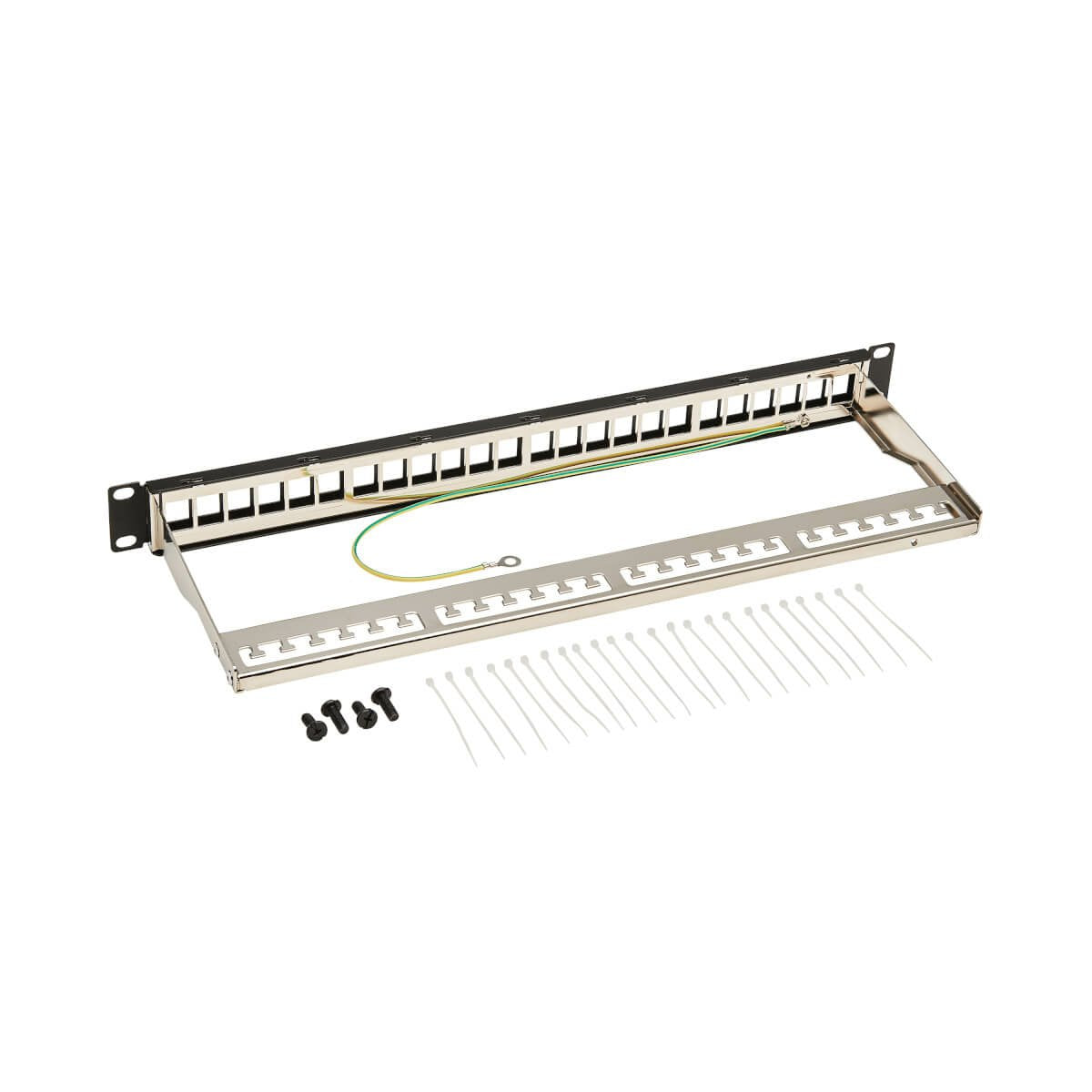 24-Port 1u Rack-Mount Shielded Blank Keystone Multimedia Patch Panel Rj45 Ethernet Usb Hdmi Cat5e 6 Taa
