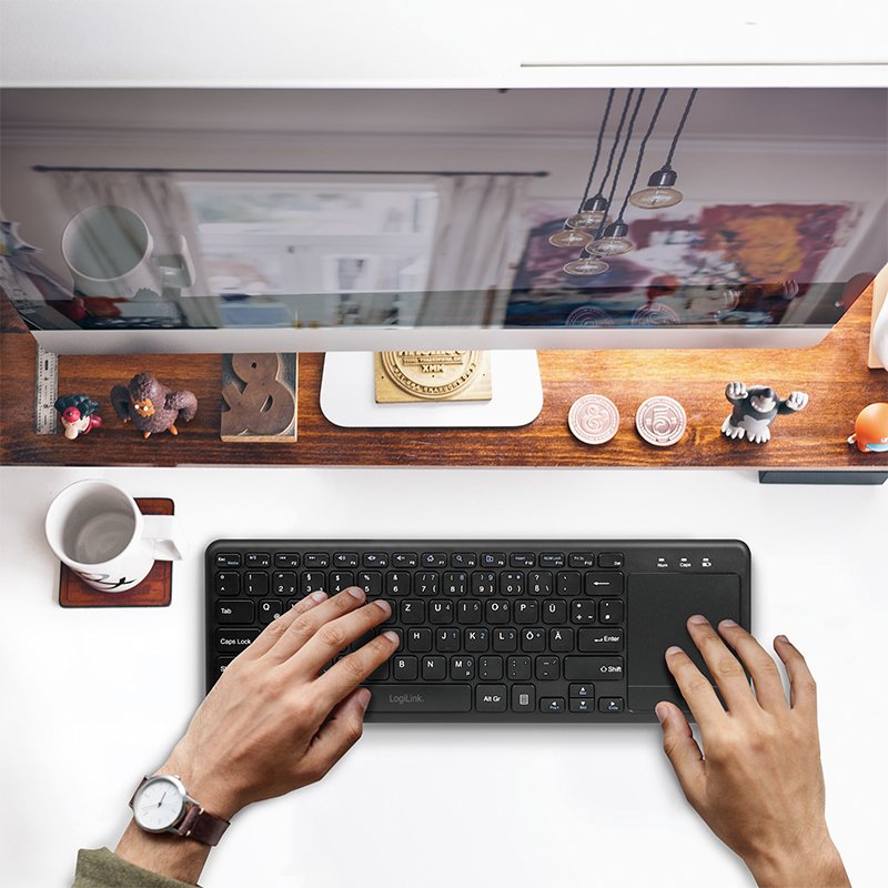 Teclado Aleman Logilink Id0188 Rf Inalámbrico Touchpad Qwertz Negro