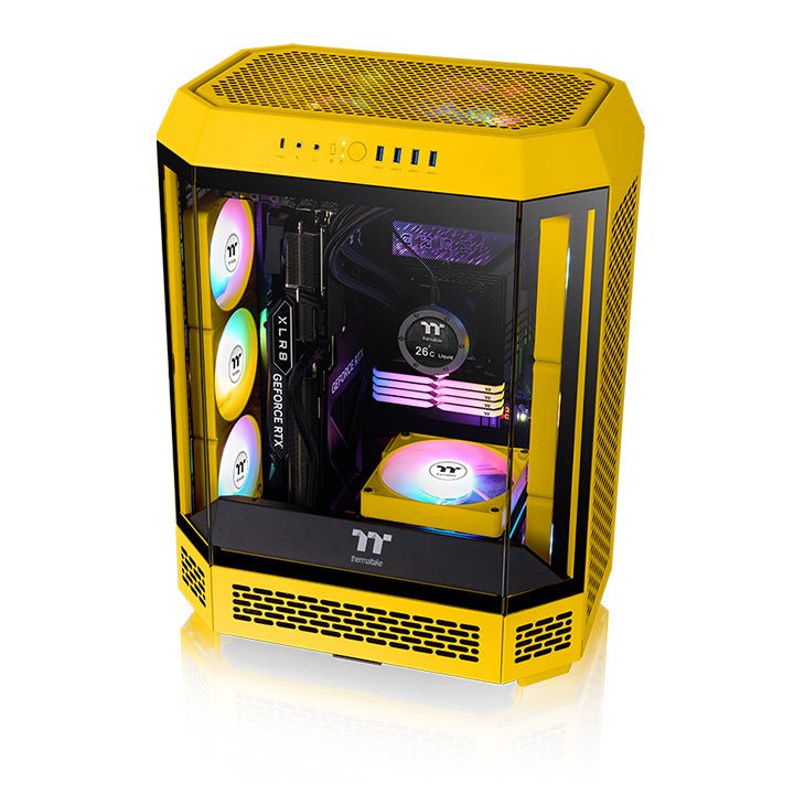 Ventilador De Refrigeración Para Pc Thermaltake Ct140 Ex Argb Sync Bumblebee, Ventilador De Caja Amarillo, Paquete De 3, 140 Mm Cl-F217-Pl14bb-A