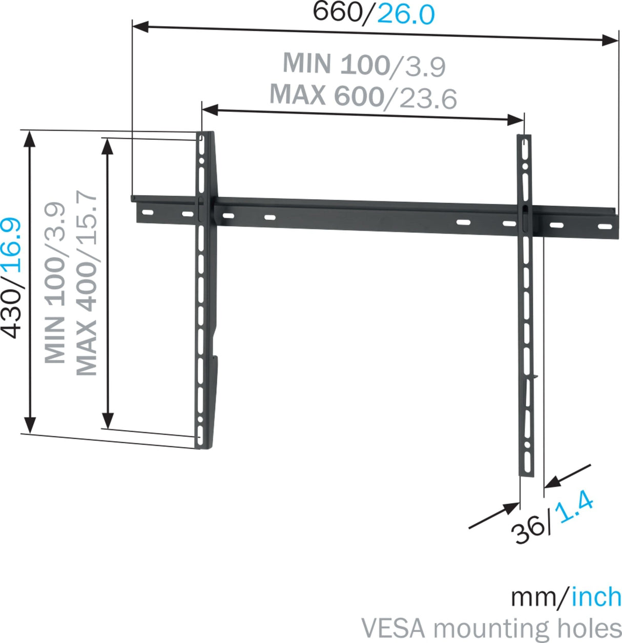 Soporte Monitor Mnt 300 Flat Wall Mount 40-65" Vogels  Vogels Mnt 300 Flat Wall Mount 40-65 Inch