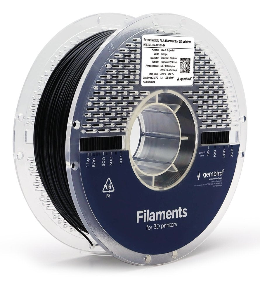 Filament Pla Ekstra Elastyczny, 1,75 Mm, 1 Kg, Negro
