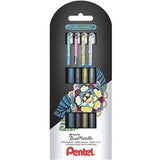 Pentel Hybrid Dual Metallic Pack De 4 Boligrafos De Bola Con Tinta Gel Brillante - Punta 1mm - Trazo 0.5mm - Colores