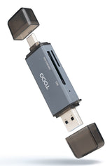 Lector Tarjetas Usb3.0  (Usb-C+Usb-A), Sd/Tf, Gris