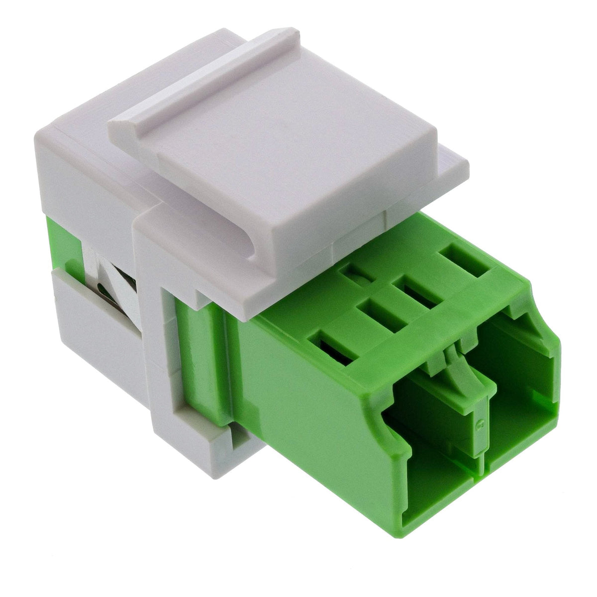 Inline® Fiber Optical Keystone Snap-In Adaptor White, Duplex Lc/Lc, Sm, Green