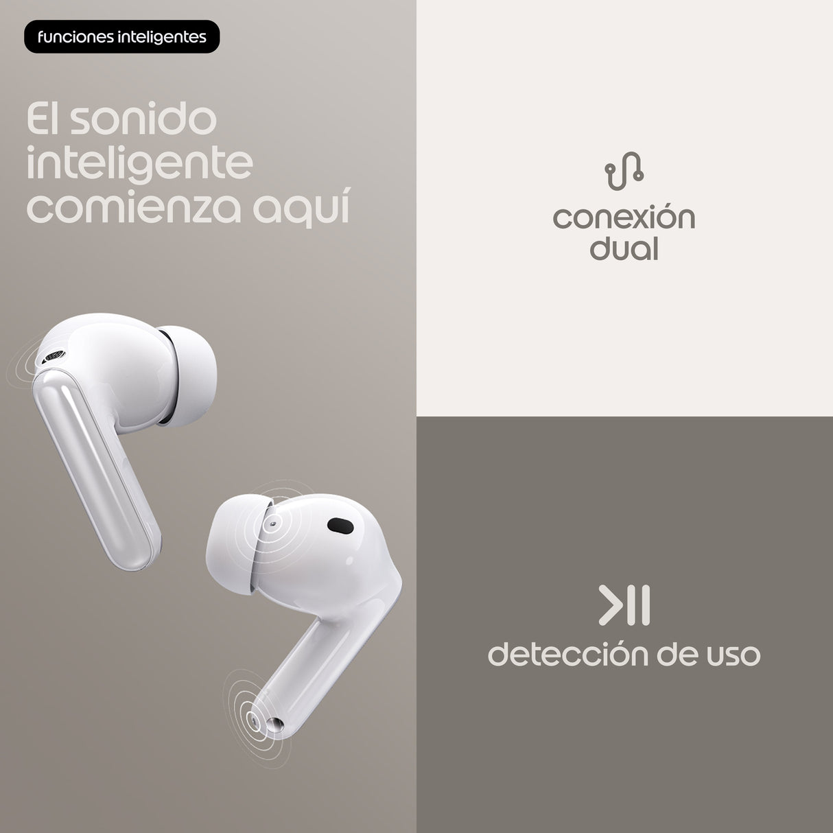 Motorola Moto Buds 2 Plus Auriculares Inalámbricos Con Micro En Oreja Bluetooth Cancelación De Sonido Activo Pantone Cool White