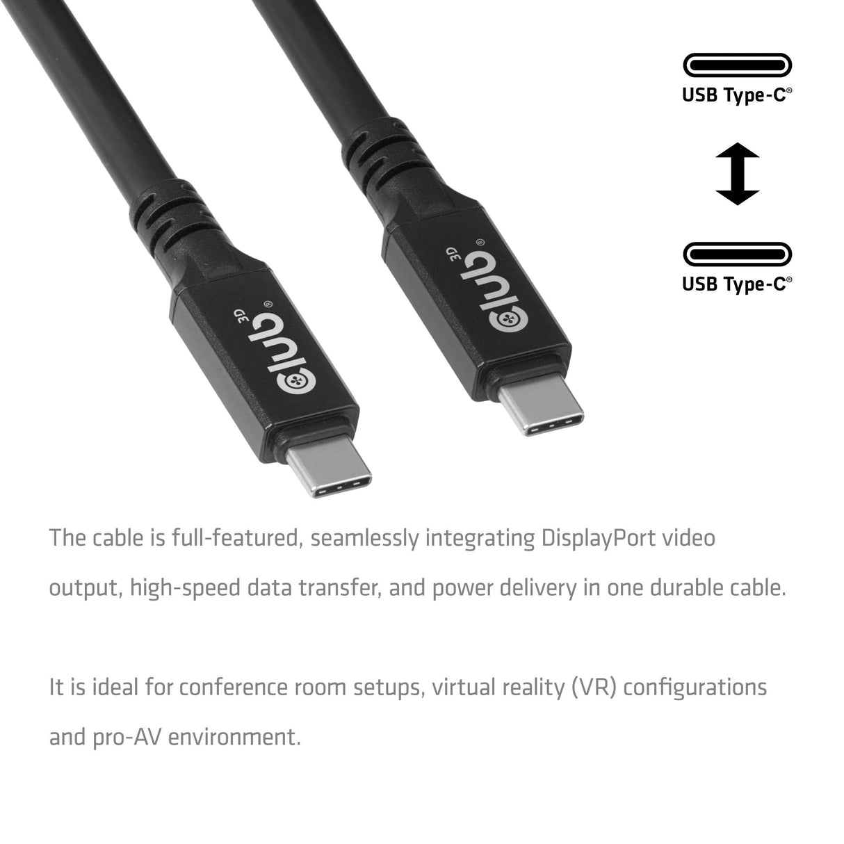 Club3d Cable Usb 4 Tipo C Pd 100w / 8k / 20gbps 9m M/M Retail