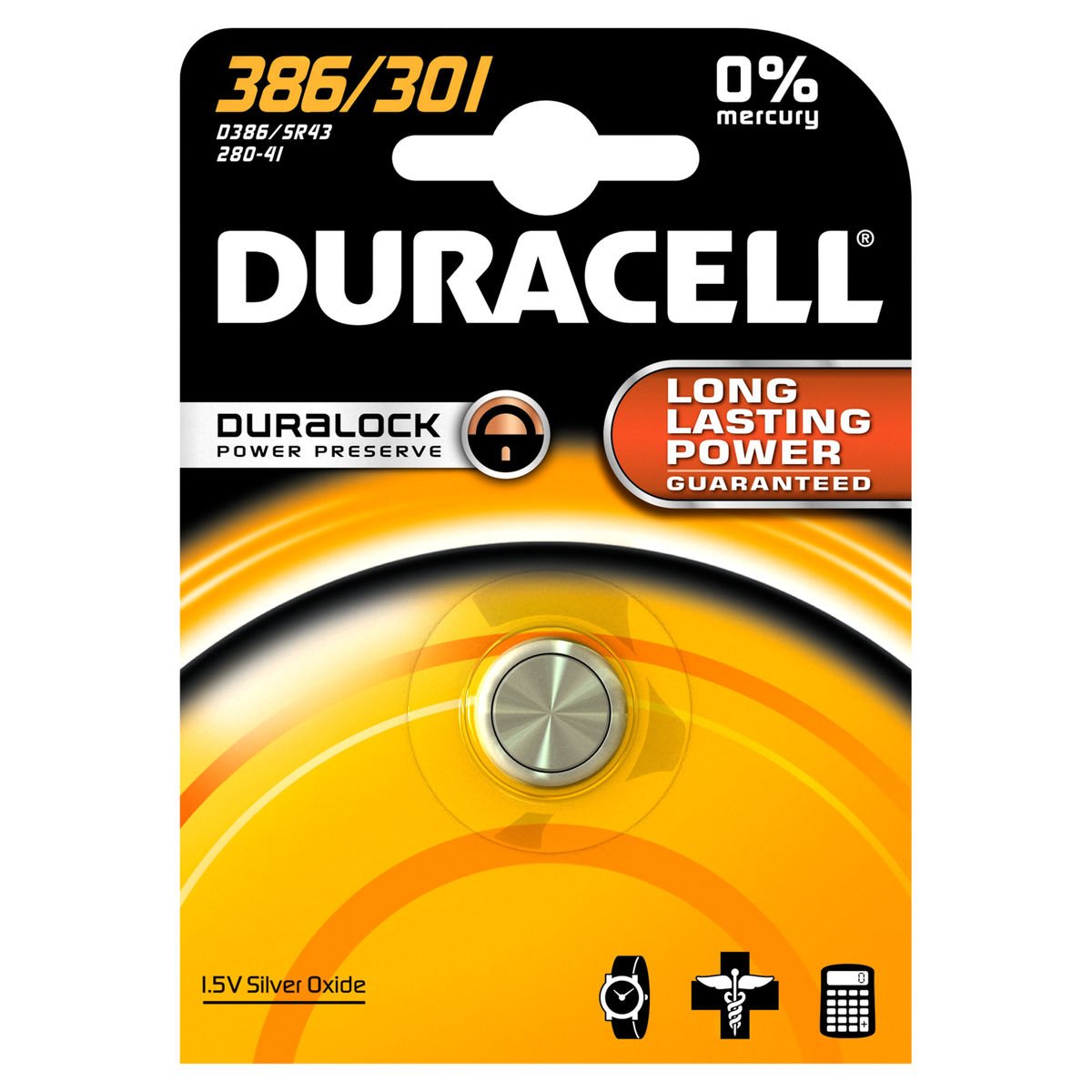 Duracell Pila Boton/Moneda 301, Oxido De Plata,, 1,5 V, 1 Pieza(S), Sr43