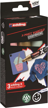 Edding X 6900 Pastel Pack De 3 Rotuladores Multisuperficie Permanentes De Tinta Opaca - Punta Biselada Con Trazo 2-10mm