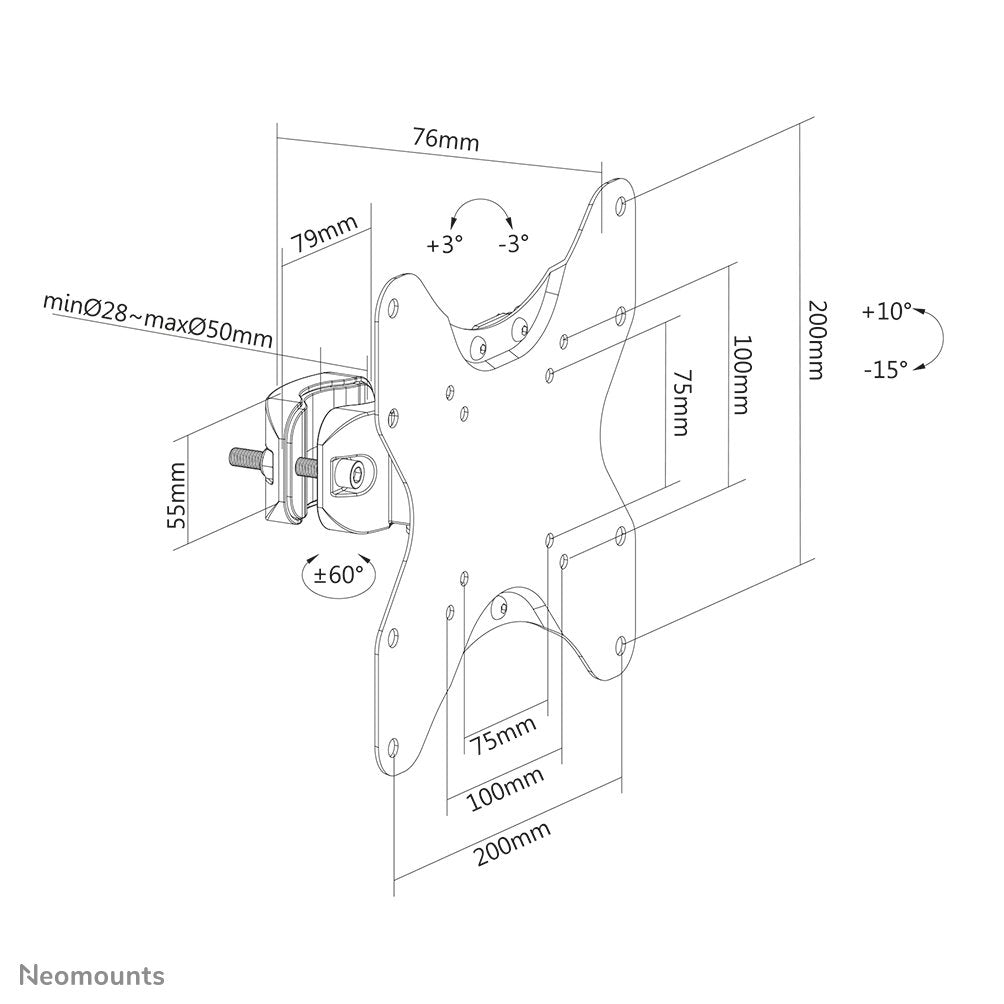 Neomounts By Newstar Soporte De Poste Para Tv 75x75 - 200x200mm 25kg 23-42'