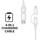 Cable Ewent Ec1076 Usb-C 4 En 1 - 60w - 2 Metros - Usb-C, Usb-A, Lightning - Blanco