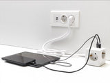 Delock Steckdosenwürfel Mit Verlängerungscable 3-Fach Mit Kindersicherung Und Usb Cargador, 1,5 M Cable, Weiss