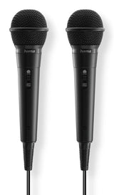 Hama Karaoke Pack De 2 Microfonos Dinamicos - Cable 2.5m - 100hz - Jack 3.5mm - Cardioide - 600 Ohm - 220x53x53mm -