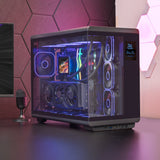 Caja Pc  Atx Mars Gaming Mc-Revpro Pantalla Lcd 4.3" Cristal Templado 4x Ventiladores Argb Black
