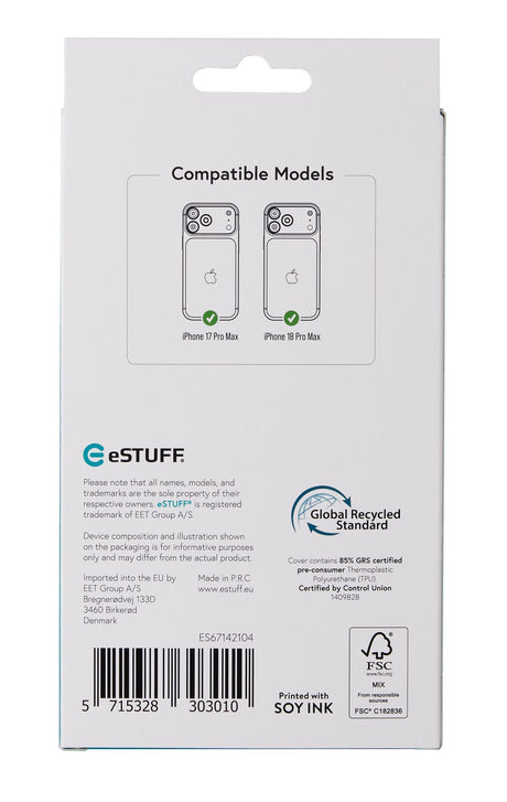 EAN 5715328303010 - eSTUFF INFINITE (GRS) OSLO iPhone 18 Pro Max/17 Pro Max Clear Magnetic Cover. Material: 65% (GRS) recycle imagen 8