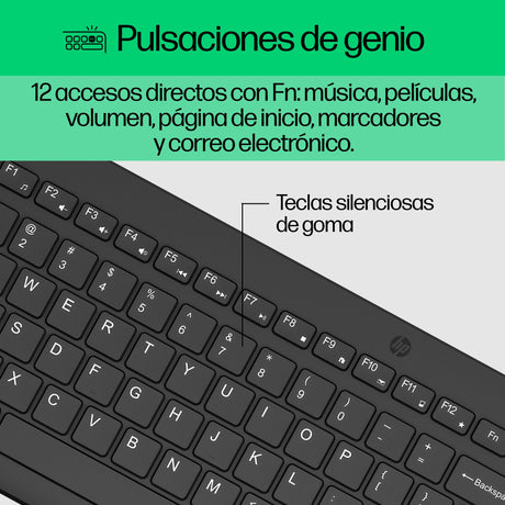 EAN 197029648853 - HP 300 Wireless Mouse and Keyboard Combination teclado Ratón incluido Universal RF inalámbrico Negro imagen 5