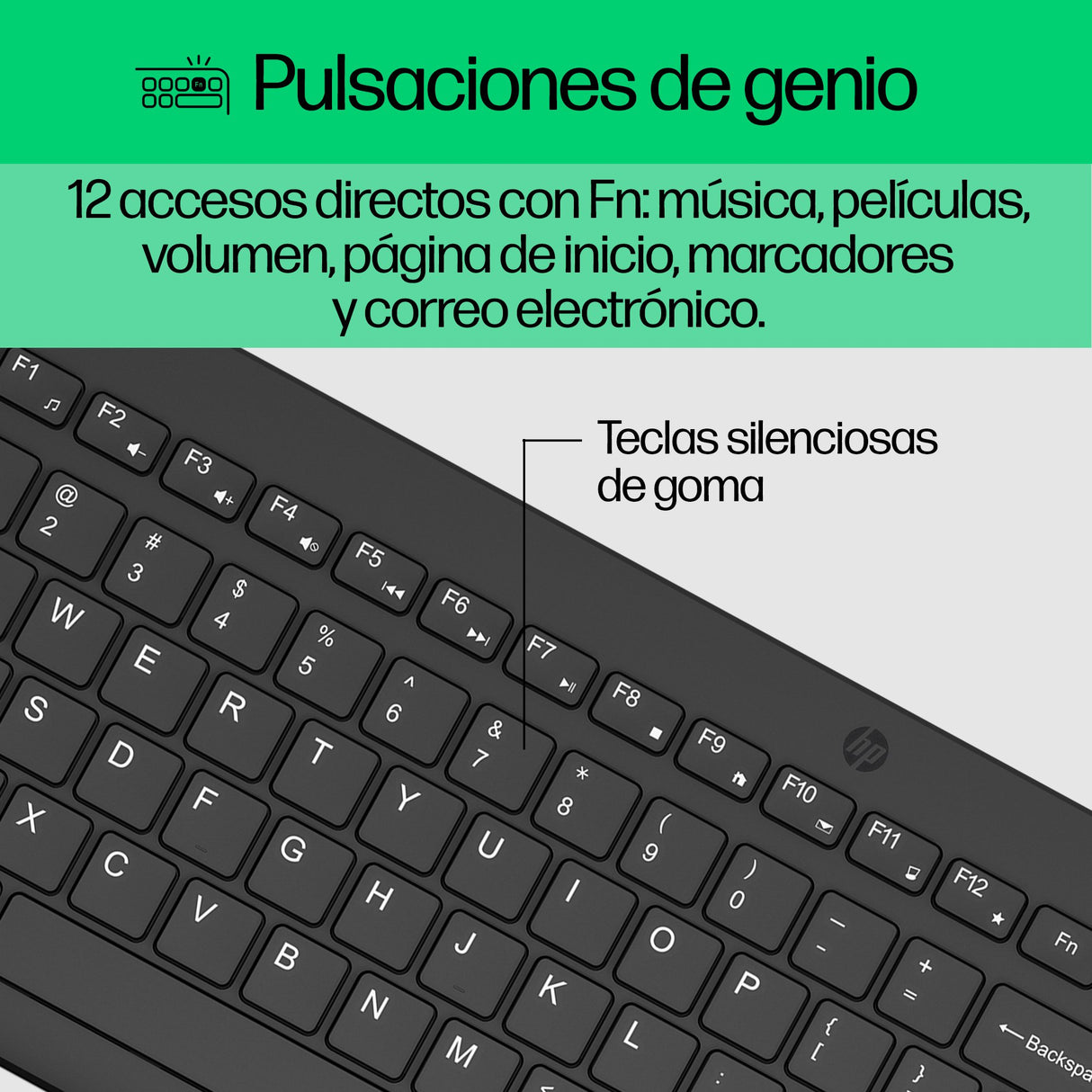 EAN 0197029648860 - HP 300 Wireless Mouse and Keyboard Combination teclado Ratón incluido Universal RF inalámbrico Negro imagen 5