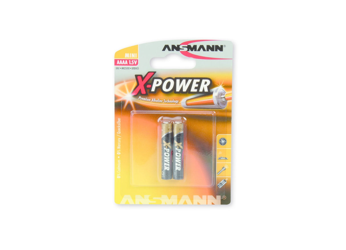 Batería Alcalina X-Power De Ansmann, (Aaaa), Paquete De 2 (1510-0005)