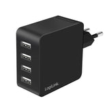 Logilink Usb-A Charger, 24 W, 4-Port, 4x Usb-A, Negro