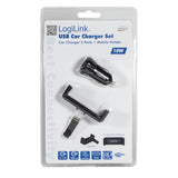 Usb Car Charger Set, 2port Charger + Holder