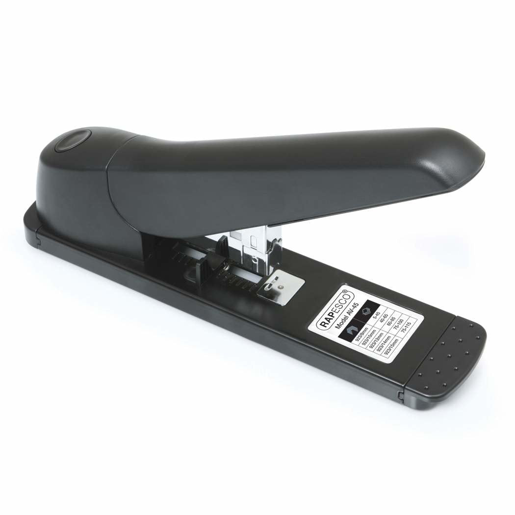 Rapesco 1063 Av-45 Grapadora De Gruesos - Capacidad Para 115 Hojas - Grapado Cerrado - Carga Trasera - Negro