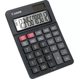 Calculadora Canon 12 Dígitos Grandes, Pantalla En Ángulo, Funcionamiento Solar Y A Pilas, Negra