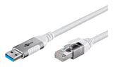 Cable Ethernet Goobay Usb-A 3.2 Gen1 Macho > Rj-45 Macho, Adaptador Lan Blanco, 10 Metros, Cubierta Textil Trenzada 74163