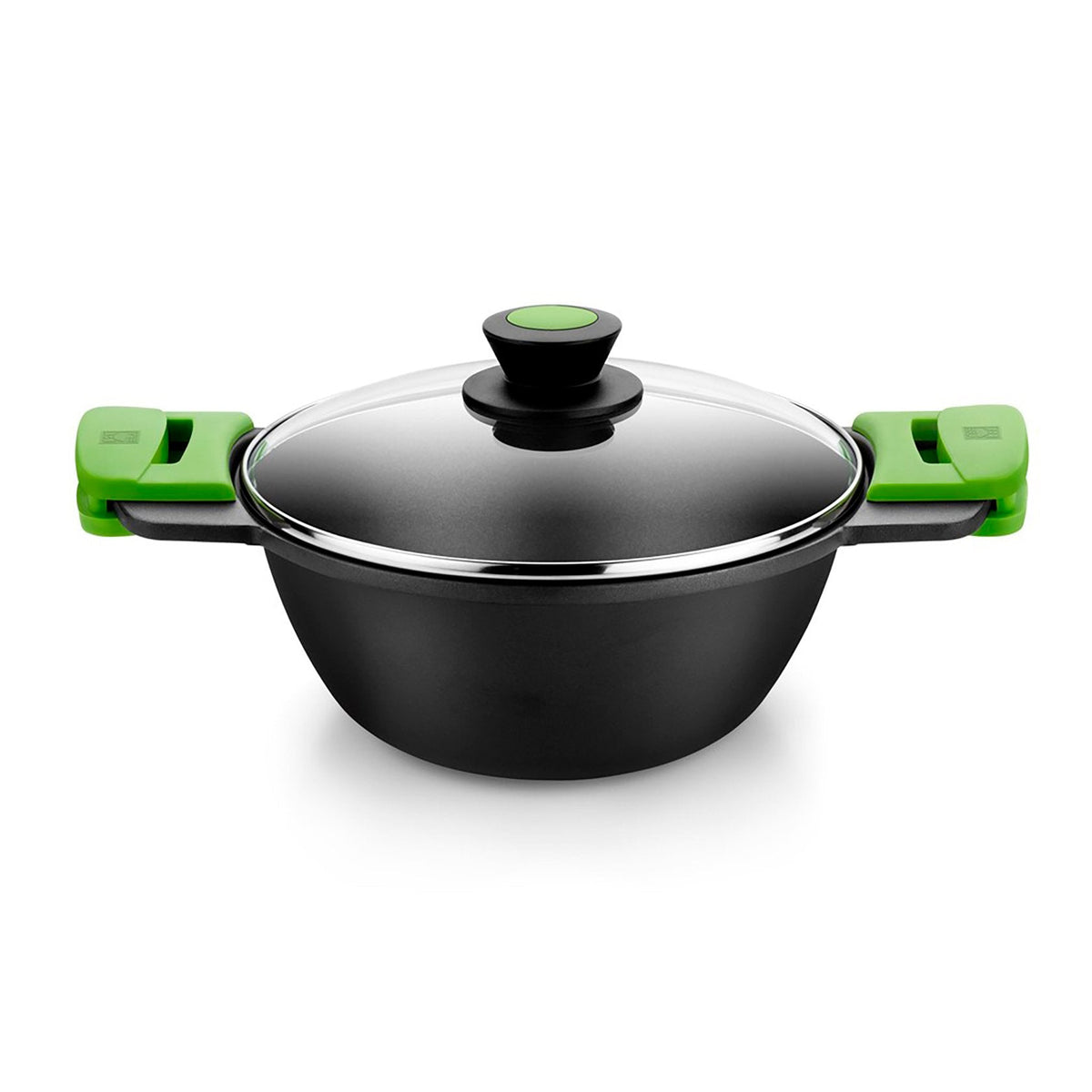 Cacerola Cóncava Prior Bra A402028 Ø28cm 4.2l Espesor 5.5mm Aluminio Fundido Teflón Antiadherente Tapa Vidrio Templado