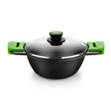 Cacerola Cóncava Prior Bra A402028 Ø28cm 4.2l Espesor 5.5mm Aluminio Fundido Teflón Antiadherente Tapa Vidrio Templado